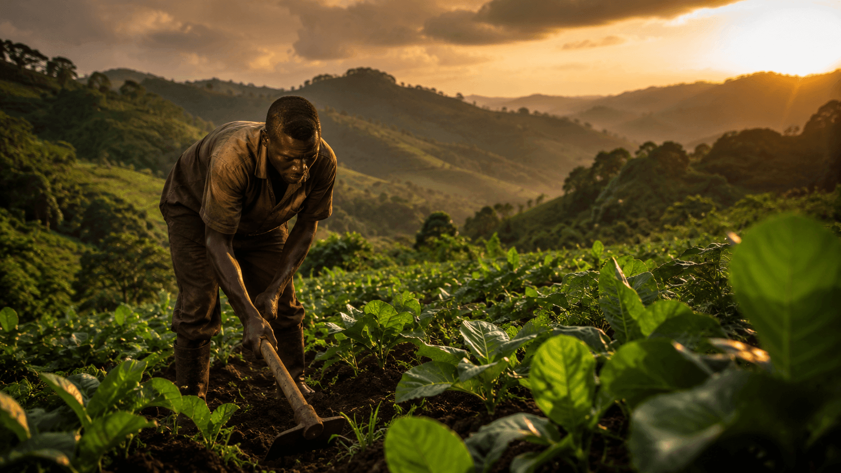 A farmer working land financed by GloWViCC PLC